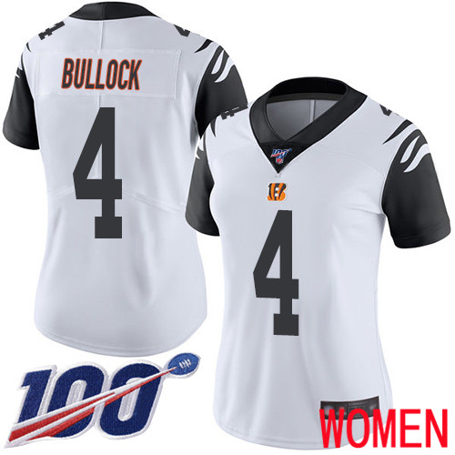 Cincinnati Bengals Limited White Women Randy Bullock Jersey NFL Footballl 4 100th Season Rush Vapor Untouchable